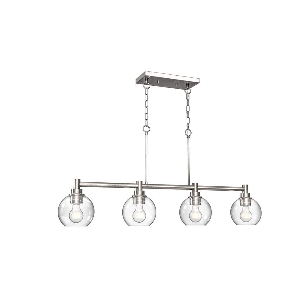60-Watt 4-Light Gold Kitchen Island Pendant Light Fixture with Clear Glass Shades and No Light Bulb Included price history on PriceWatchPro