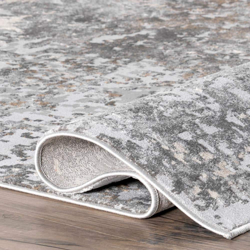 Gray Abstract Recycled Synthetic 5x8 Area Rug