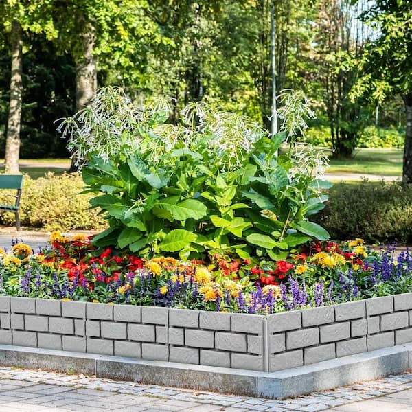 SenQWFa 11.33 ft. x 7.5 in. Gray No Dig Plastic Wall Block