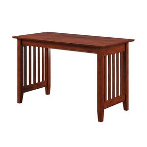Mission 48 in. Rectangular Walnut Solid Wood Writing Desk with Attachable Device Charger