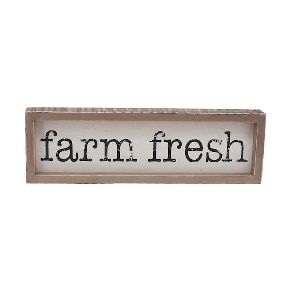 PARISLOFT Rustic Farm Fresh Framed Wood Sign Tabletop Decor
