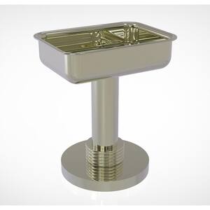 Vanity Top Soap Dish with Groovy Accents in Polished Nickel