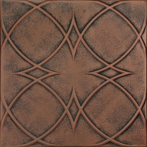 Circles and Stars Antique Copper Orange 1.6 ft. x 1.6 ft. Decorative Foam Glue Up Ceiling Tile (21.6 sq. ft./case)