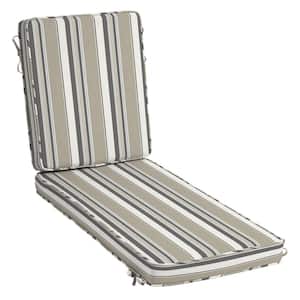 ProFoam 21 in. x 72 in. Outdoor Chaise Lounge Cushion in Taupe Grey Linen Stripe