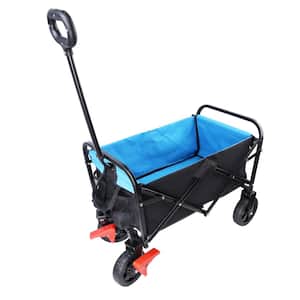3 cu. ft. Steel Folding Shopping Beach Garden Cart in Black and Blue
