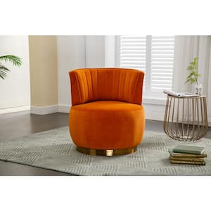 Orange Velvet 360° Swivel Accent Sofa Chair for Living Room Bedroom, Office