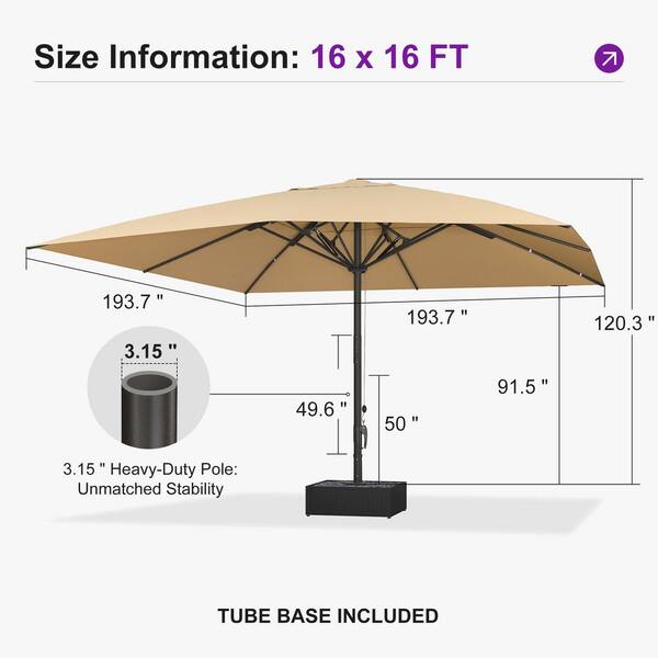 16ft patio umbrella Shintenchi Large with Base Included, Outdoor Double-Sided Rectangular Shade with Crank Handle for Poolside Lawn, Deck & Garden, Red : Patio, Lawn & Garden The 33% heavier Walsunny 16FT Large Patio Umbrella