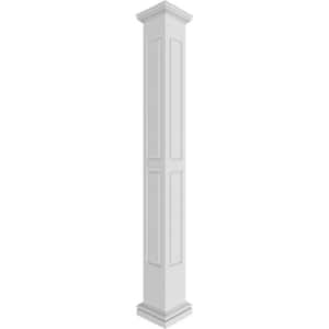 9-5/8 in. x 9 ft. Premium Square Non-Tapered, Double Raised Panel PVC Column Wrap Kit, Tuscan Capital and Base