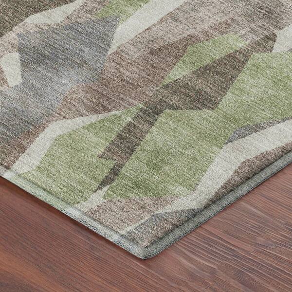 Mayfield Premium Machine Washable Abstract AMF2329 Mocha 10 ft. x 14 ft. Area Rug