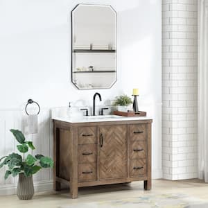 Javier 42 in. W x 22 in. D x 33.9 in. H Single Sink Bath Vanity in Antique Gray with White Grain Composite Stone Top
