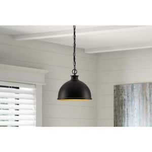 Talullah 1-Light Oil Rubbed Bronze Pendant Lighting with Gold Interior