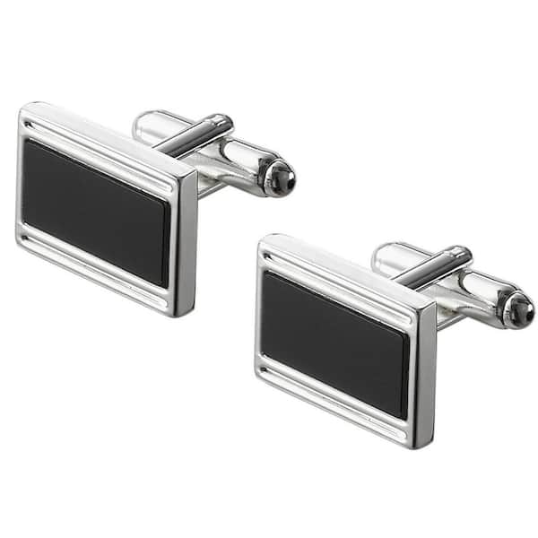 Visol Landton Black Matte Silver Plated Cufflinks
