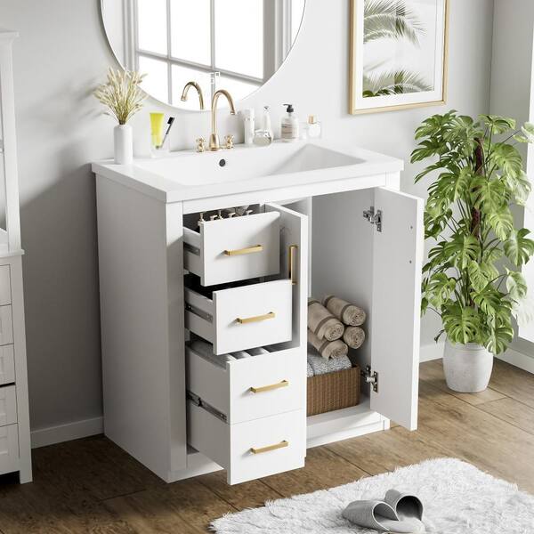 Cuschoice 30 in. Bathroom Vanity with Ceramic Sink Combo, Solid
