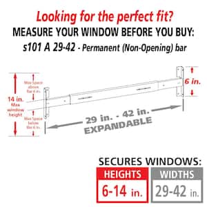 Fixed 29 in. to 42 in. Adjustable Width 1-Bar Window Guard, White