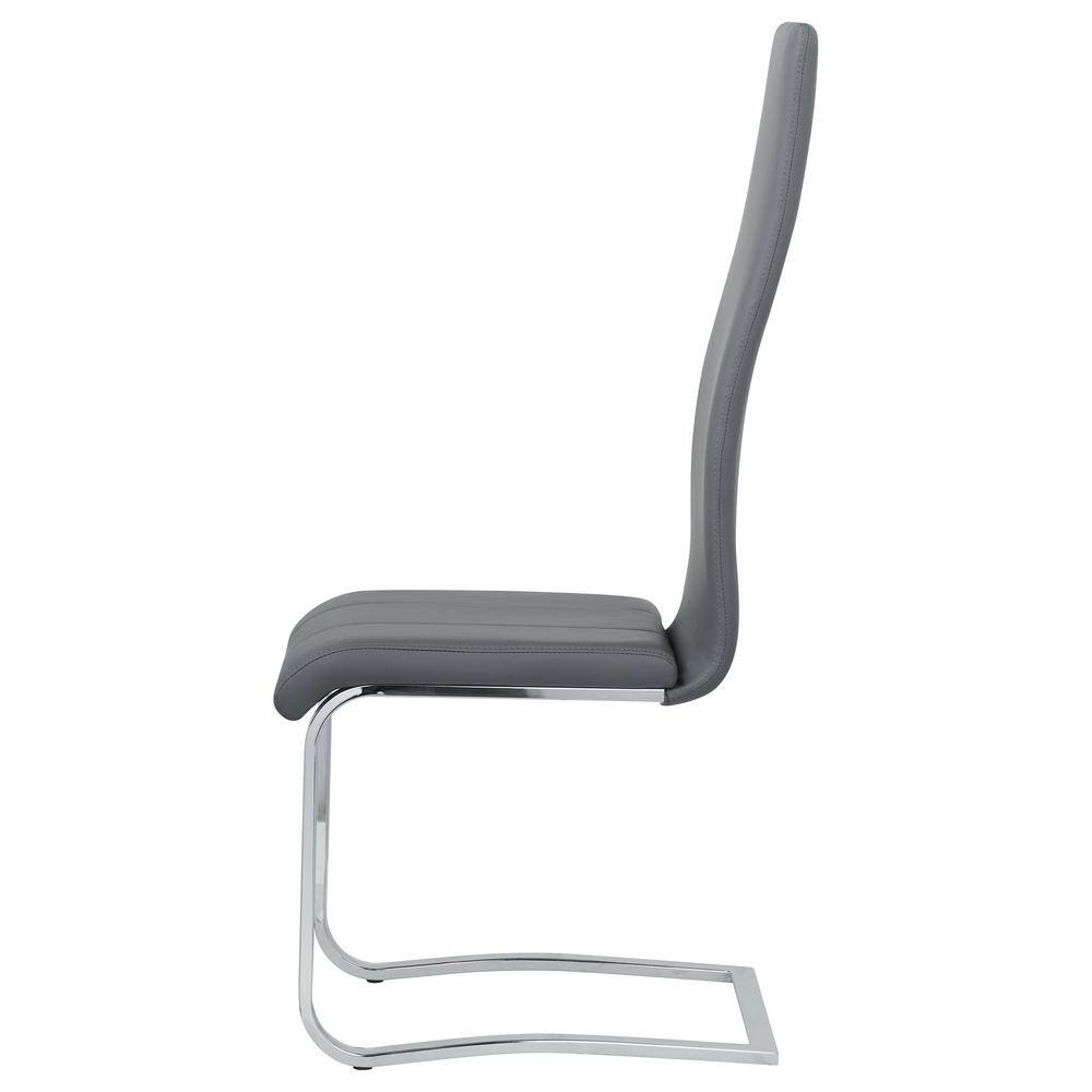 High-Back Gray Faux Leather Side Chair with Chrome Frame