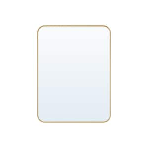 24 in x 32 in. Retangular Framed Wall Bathroom Vanity Mirror Decor Mirror in Brushed Gold