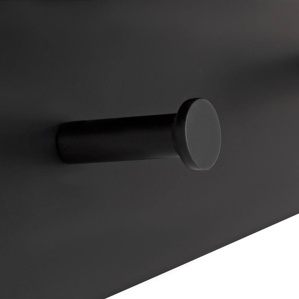 38" Black Wood Floating Wall Shelf with Metal Knobs