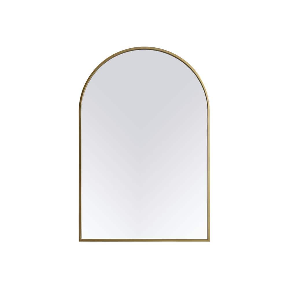 Simply Living 24 in. W x 36 in. H Arch Metal Framed Brass Mirror