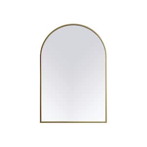 Simply Living 24 in. W x 36 in. H Arch Metal Framed Brass Mirror
