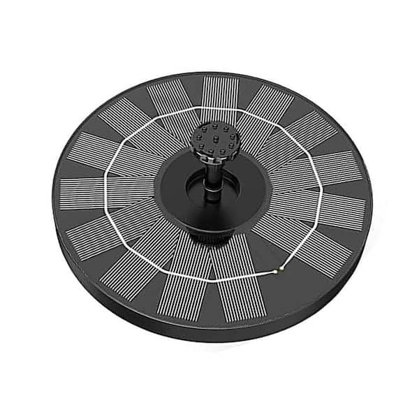 Solar 1.87 in. 7.1 in. Black Plastic Solar Fountain with 6-Spray Patterns for Bird Bath Garden Ponds Fish Tank