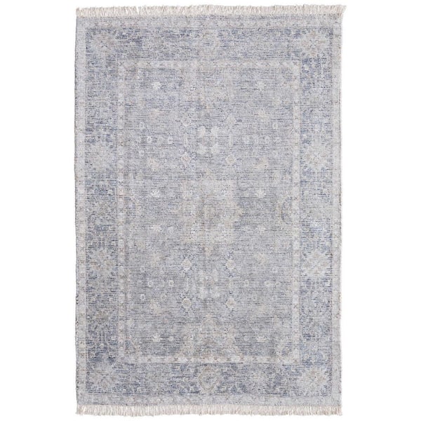 HomeRoots 8 X 10 Gray, Blue, Taupe Abstract Area Rug