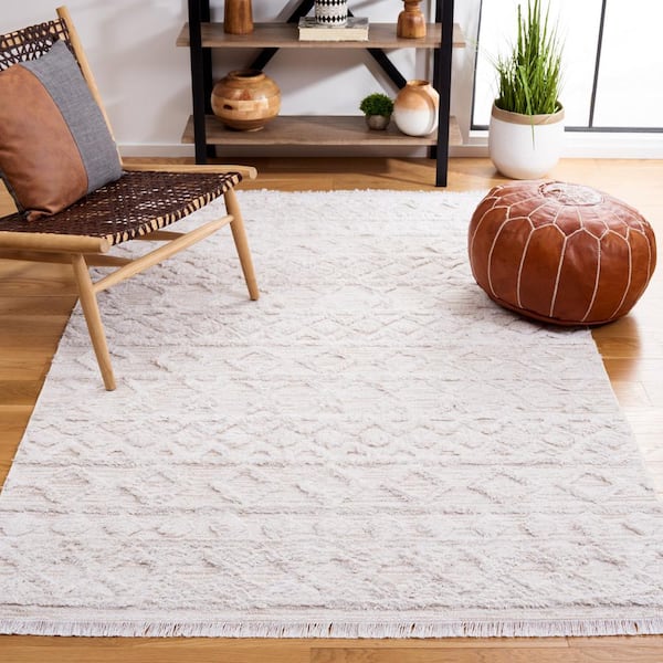 Augustine Ivory 6 ft. x 10 ft. Chevron Striped Area Rug