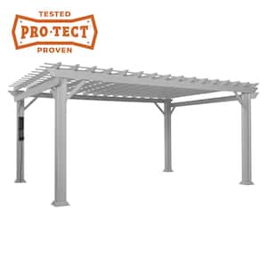 Hawthorne 16 ft. x 12 ft. White Steel Traditional Pergola with Sail Shade Soft Canopy