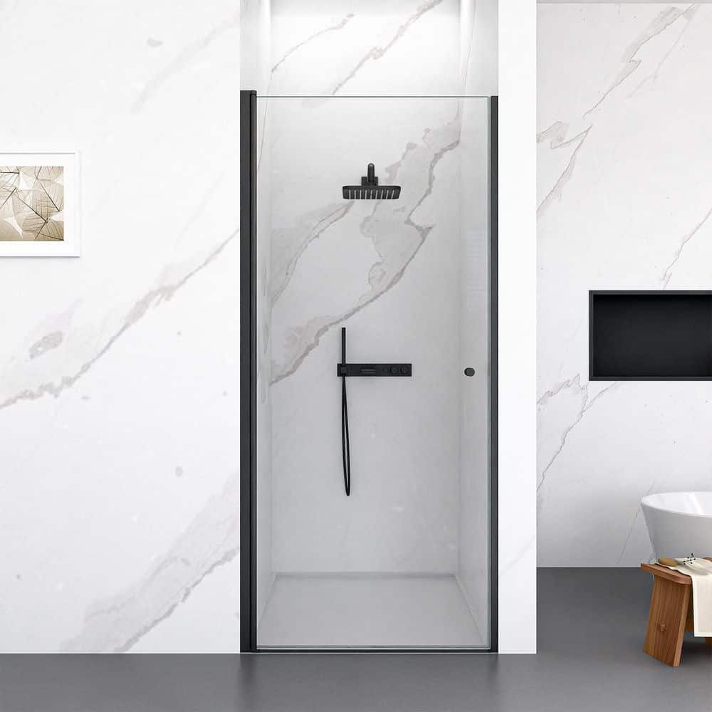 31-32 in. W x 72 in. H Pivot Semi-Frameless Shower Door in Matte Black Finish with Clear Tempered Glass price history on PriceWatchPro