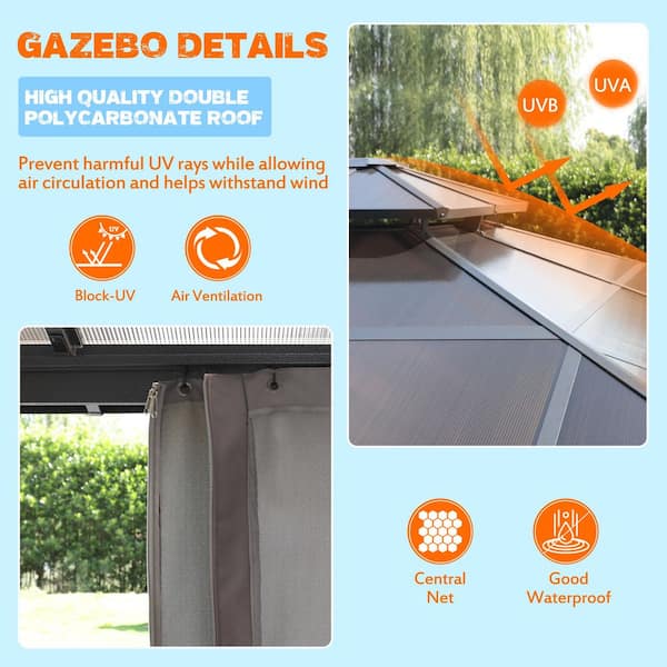 VEIKOUS 13 ft. x 10 ft. Polycarbonate Double Top Gazebo with