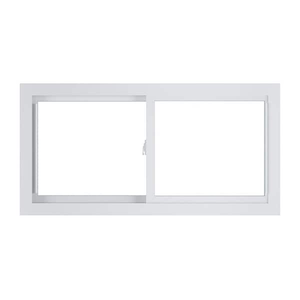 American Craftsman 48 in. x 24 in. 70 Series White Sliding Low-E Argon Glass Vinyl Fin with J Window, Screen Incl