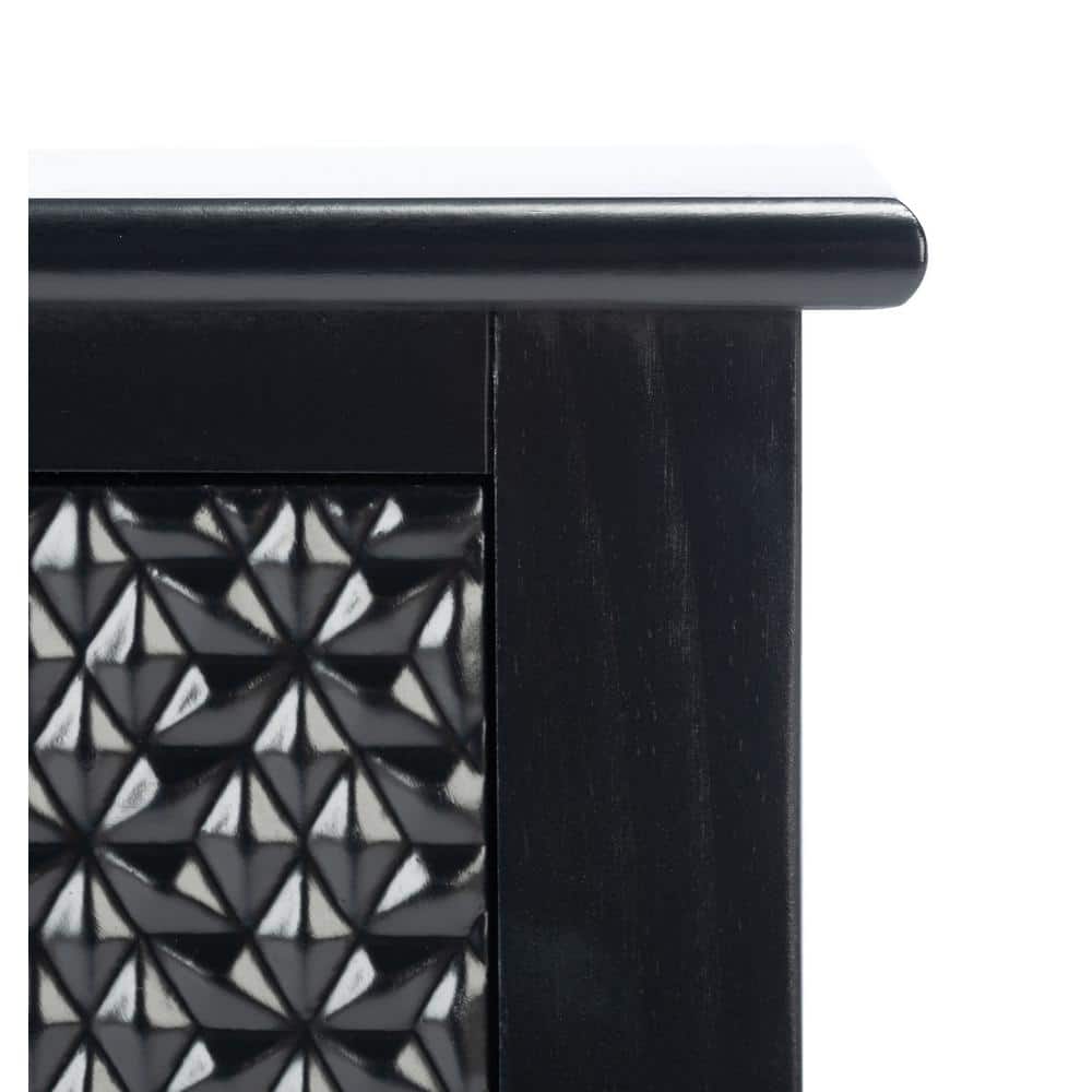 Halton Black Wood 22" Rectangular Accent Table with Storage