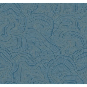 Ronald Redding Blue Geodes Paper Unpasted Matte Wallpaper (27 in. x 27 ft.)