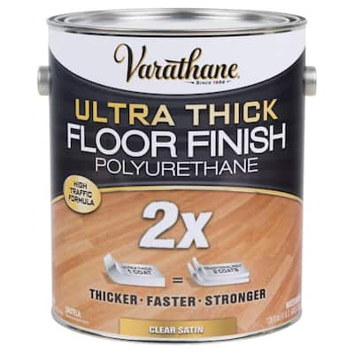 1 Gal. Clear Satin Ultra Thick 2X Water-Based Floor Polyurethane — Home Depot clearance