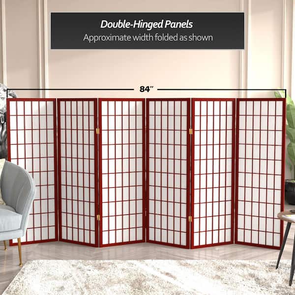 4 ft. Short Window Pane Shoji Screen - Rosewood - 6 Panels