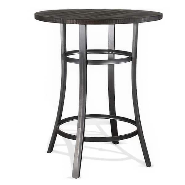 Flint 1-Bottle Dark Brown Round Bar Height Table