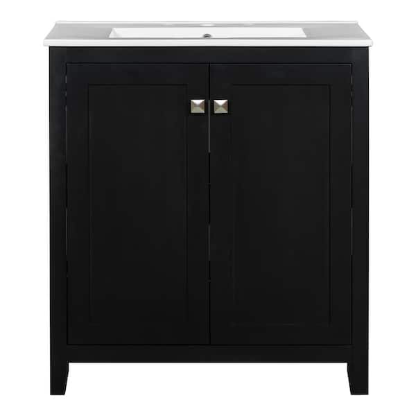 Xspracer Victoria 18 in. W Freestanding Modern Design Single Sink Bath Vanity in Black with white Ceramic Top
