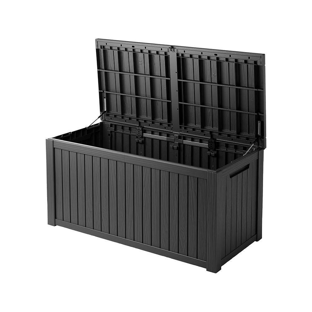 Black 150 Gal. Outdoor Storage Deck Box, Large Lockable Resin Storage Chest Bin for Garden Pool Patio Furniture