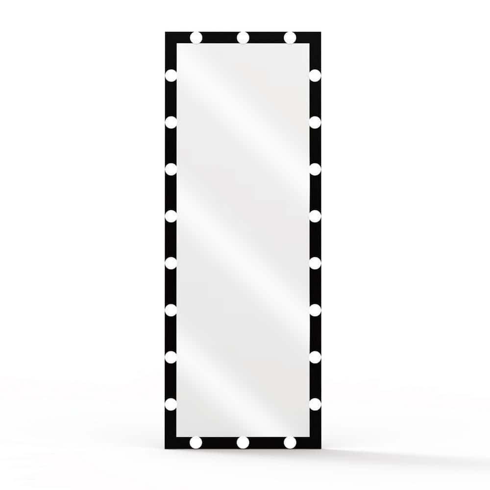 24 in. W x 63 in. H Modern Rectangle Aluminum Framed Black Floor Mirror Wit