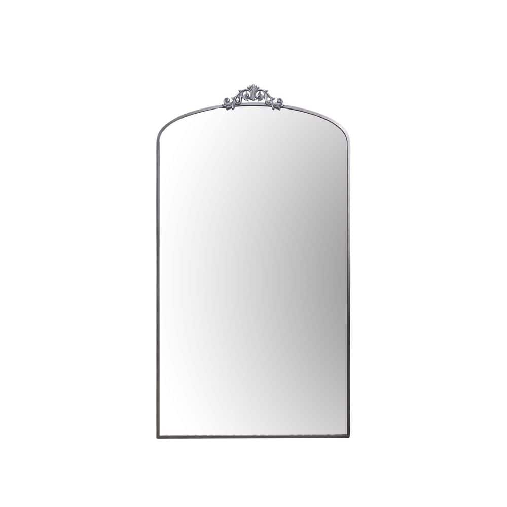 Antique Silver 36 in. W x 66 in. H Vintage Ornate Arched Floor Mirror for L