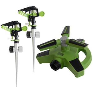 3-Piece Revolving Sprinkler Set with 2 Pulsating Spike Style and one 3-Arm Rotating Sprinkler System