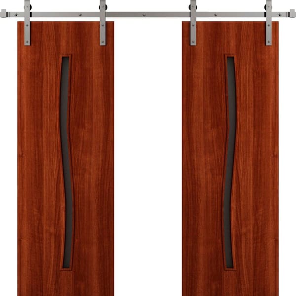 3012 36 in. x 96 in. Sold Core Walnut Franko Color Wood Sliding Barn Door with Hardware Kit