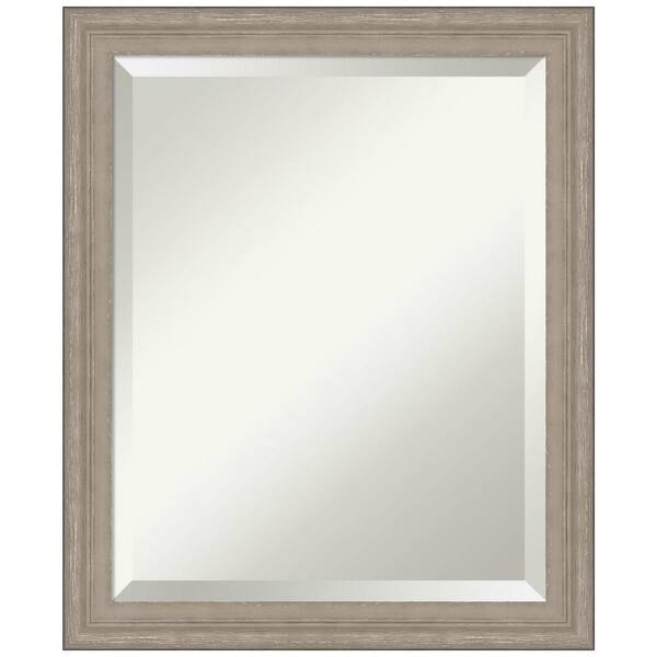 Amanti Art Medium Rectangle Satin Grey Beveled Glass Casual Mirror (23 in. H x 19 in. W)