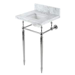 Fauceture 19 in. Marble Console Sink Set with Brass Legs in Marble White/Polished Nickel