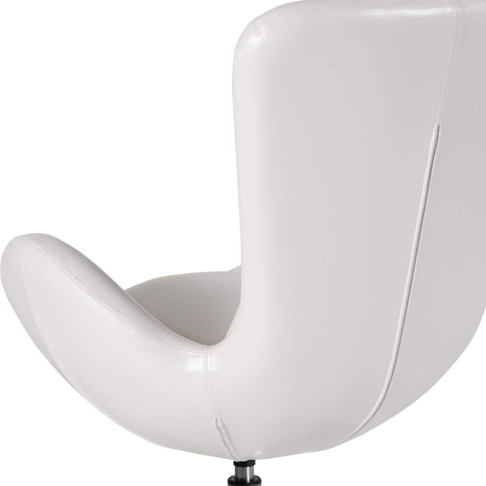 White Leather High Back Swivel Reception Chair with Chrome Base