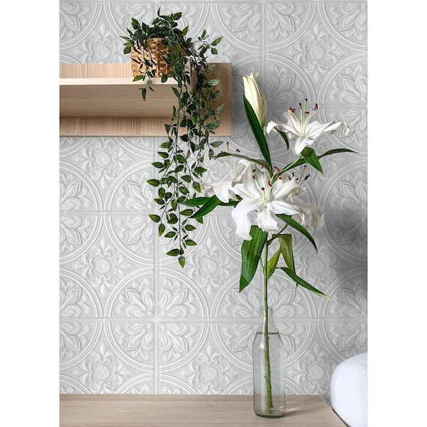 Ashley Stark White Willa Tile Vinyl Peel and Stick Wallpaper