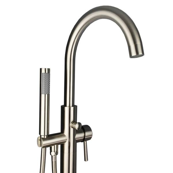 PELHAM & WHITE Single-Handle Modern Tube Freestanding Tub Faucet with Hand Shower in Brushed Nickel