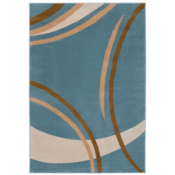 World Rug Gallery Contemporary Wavy Circles Blue 5 ft. 3 in. x 7 ft. 3 in. Indoor Area Rug