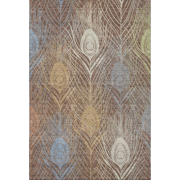 Mayfield Premium Machine Washable Abstract AMF2273 Brown 10 ft. x 14 ft. Area Rug