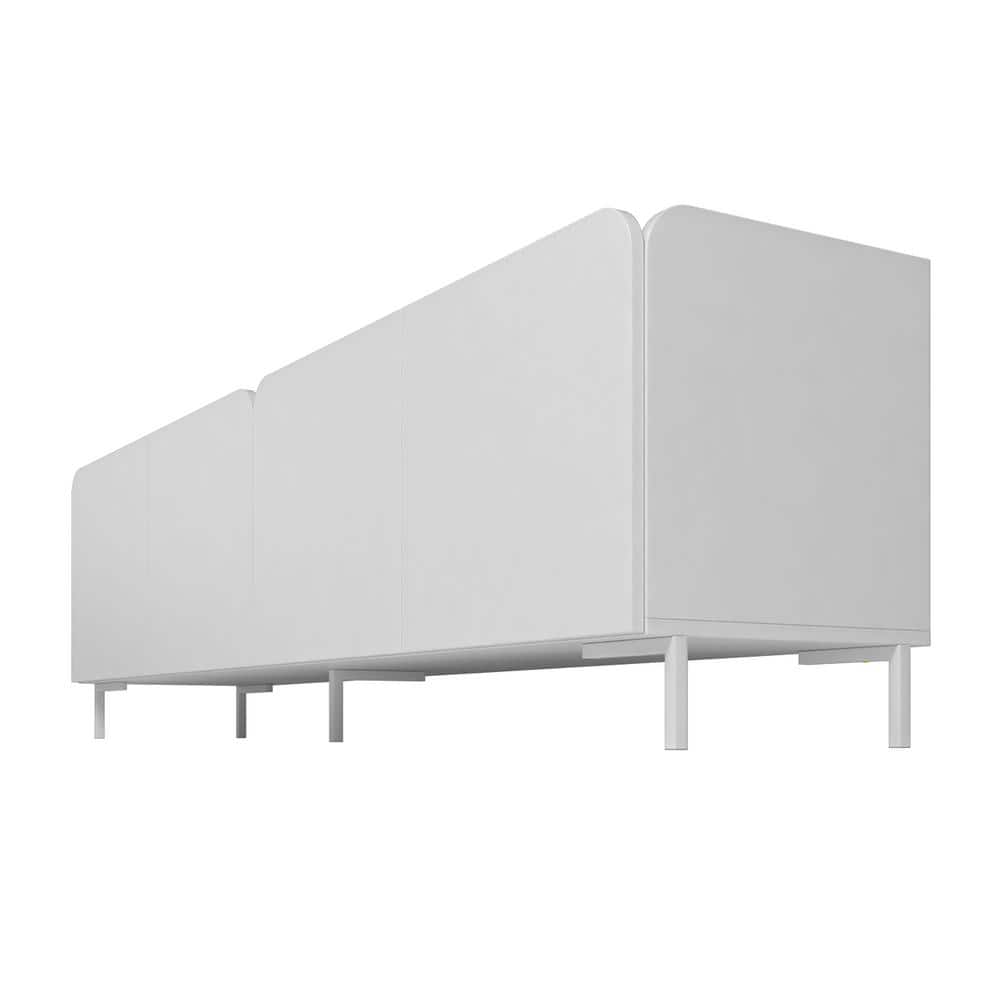 White Mid-Century Modern TV Stand and Cabinet Set