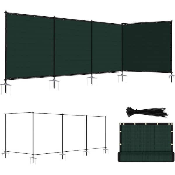 BANSA ROSE 6 ft. x 24 ft. Green Balcony Privacy Fence Set with Poles and Rails Ground Spikes Fence Kit for Patio Garden Pool Yard